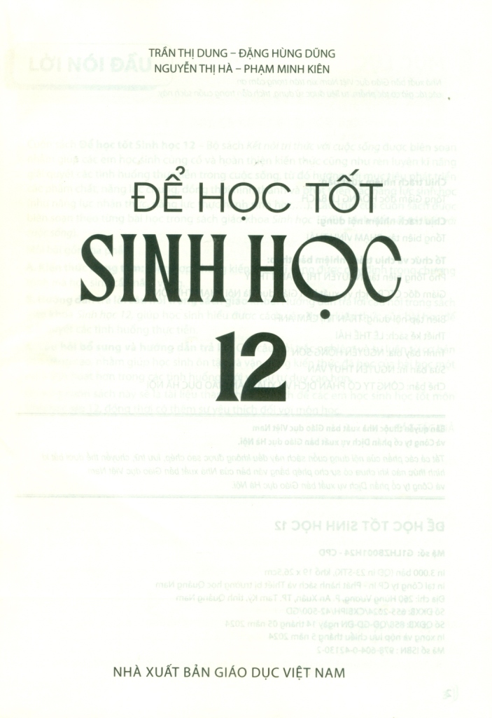 ĐỂ HỌC TỐT SINH HỌC LỚP 12 (Kết nối tri thức với cuộc sống)